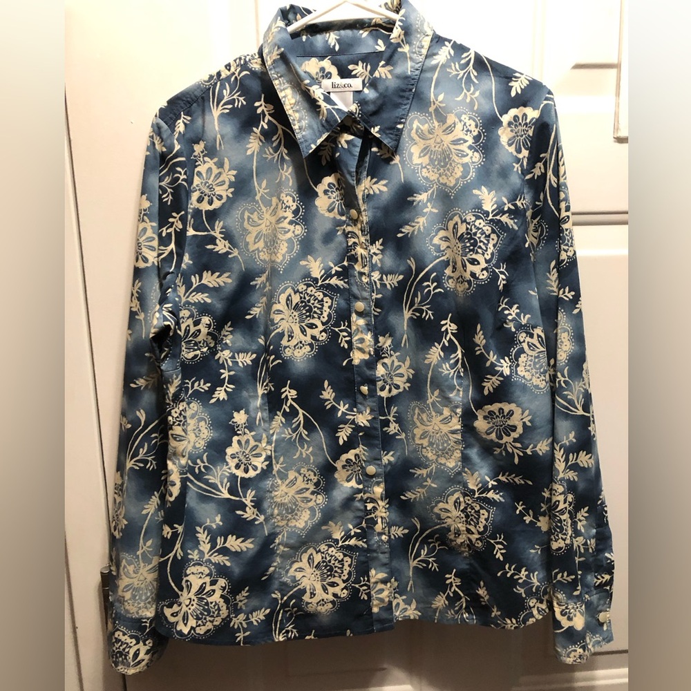Blue Floral Button-Up Shirt